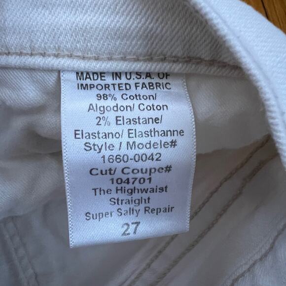 CURRENT/ELLIOTT The High Waist Straight Destroyed Jeans Super Salty Repair 27 - Picture 10 of 15